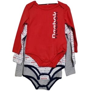 Reebok Long Sleeve Bodysuits Kids 24 Months Multicolor -3 Pieces Set